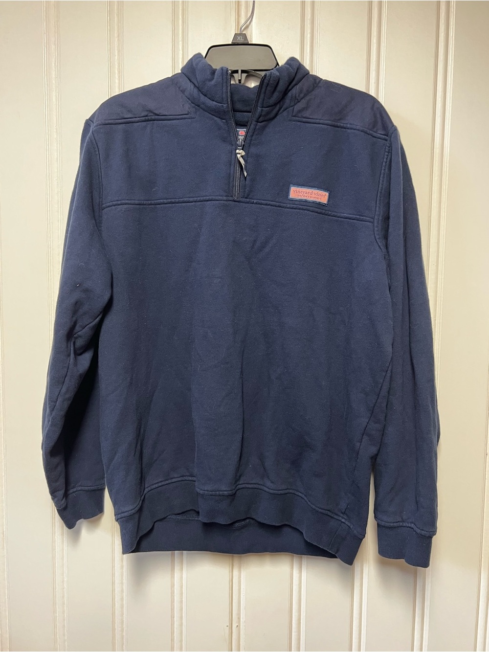 Vineyard Vines Men's Medium Navy Canvas Shoulder 1/4 Zip Shep Pullover Cotton